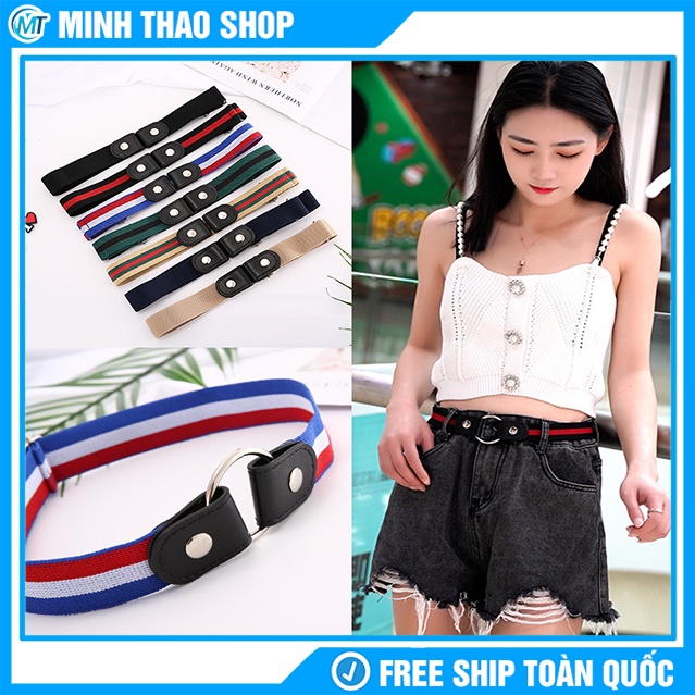 Thắt Lưng Co Dãn - Dây Đai Thun Có Khuy Bấm Không Đục Lỗ Đa Năng, Dễ Dàng Sử Dụng