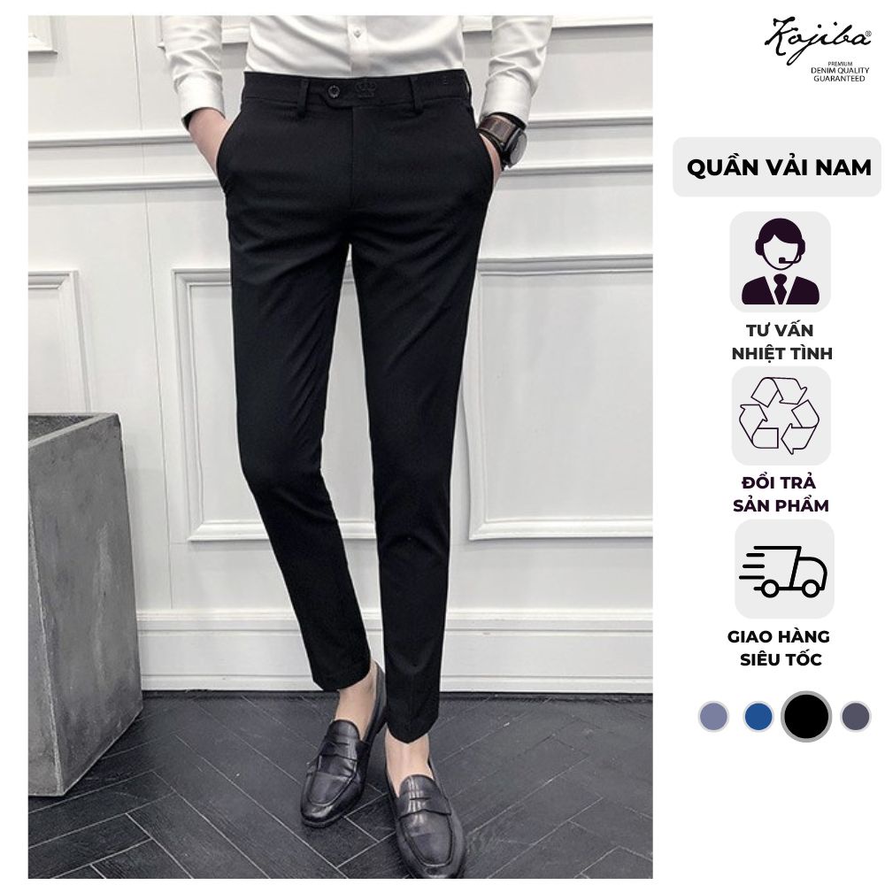 Quần vải nam Kojiba cao cấp dáng slimfit ống côn phong cách Hàn Quốc-Công sở chuẩn from giữ dáng vải chống nhăn,xù,phai