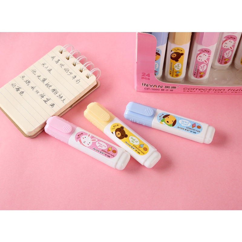 Bút Xóa Kéo Dài Đầu Kim Loại 12ml Họa Tiết Hoạt Hình Dễ Thương