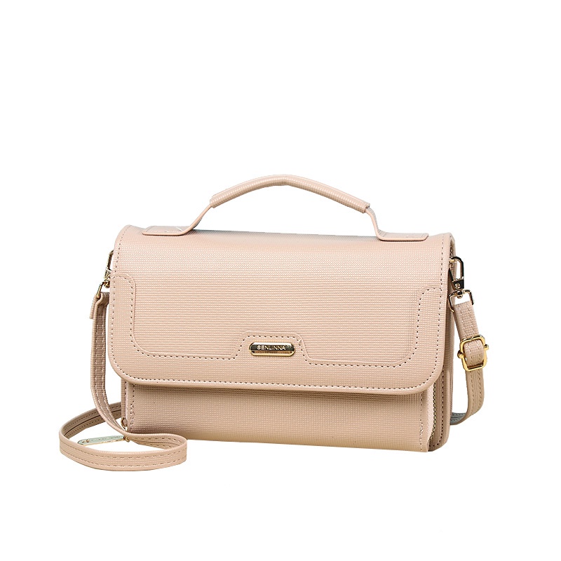 Túi Đeo Chéo Màu Trơn Đa Năng Phong Cách Hàn Quốc Cho Nữ