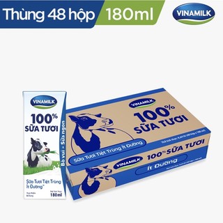 Thùng 48 Hộp Sữa Tươi Vinamilk Ít Đường - 180ml
