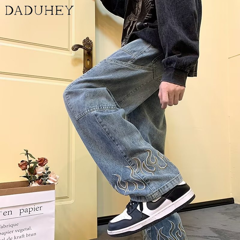 Quần Jean Dài Dáng Rộng Kiểu Đường Phố Mỹ Cá Tính Cho Nam