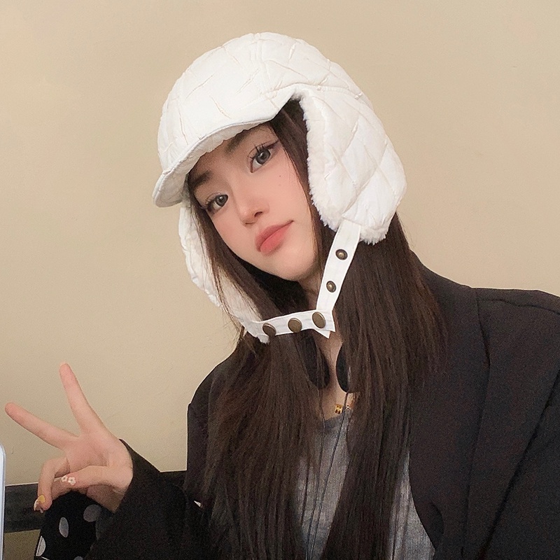 Mũ Lưỡi Trai Chất Nhung Cotton Họa Tiết Sọc Caro Phong Cách Hàn Quốc Chống Thấm Nước Thời Trang Thu Đông Cho Nữ