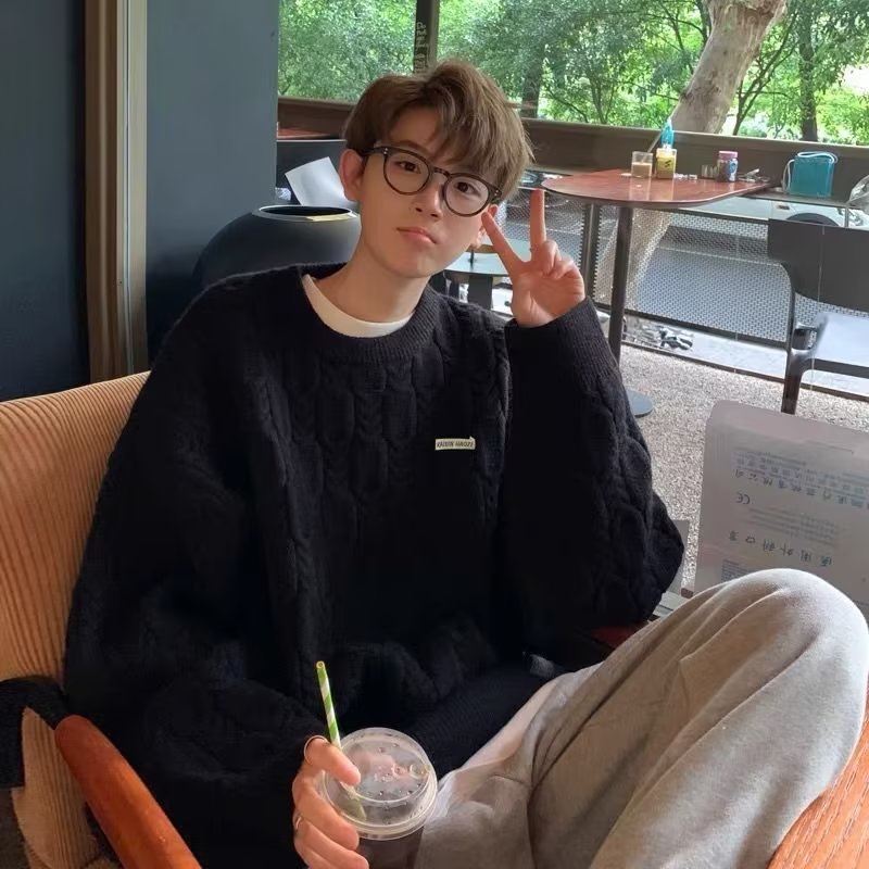 Áo Sweater Nam Dệt Kim Dáng Rộng Màu Trơn Kiểu Hàn Quốc Thời Trang Cho áo len đôi nam nữ áo sweater form rộng