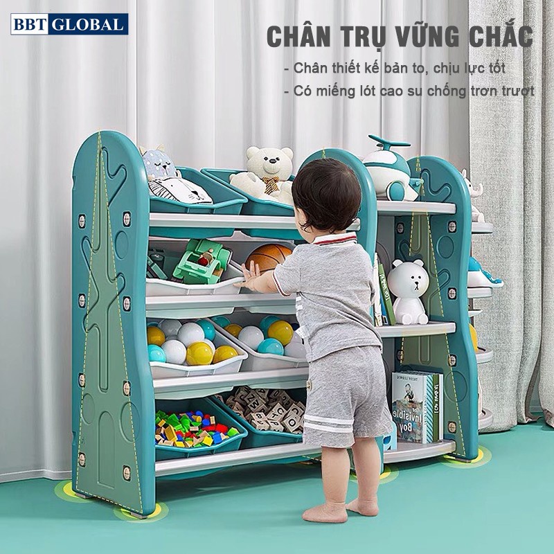 Giá kệ để đồ chơi và đồ dùng cho bé BBT Global xanh dương SH9603