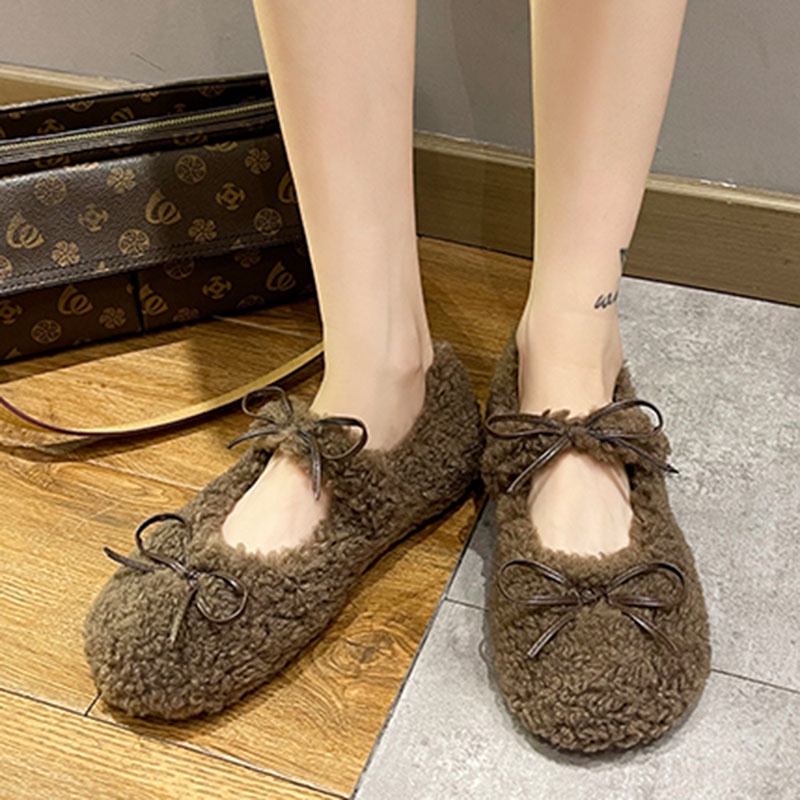 Giày Búp Bê Đế Bằng Miệng Nông Thiết Kế Ngọt Ngào Dễ Phối Đồ Cho Nữ