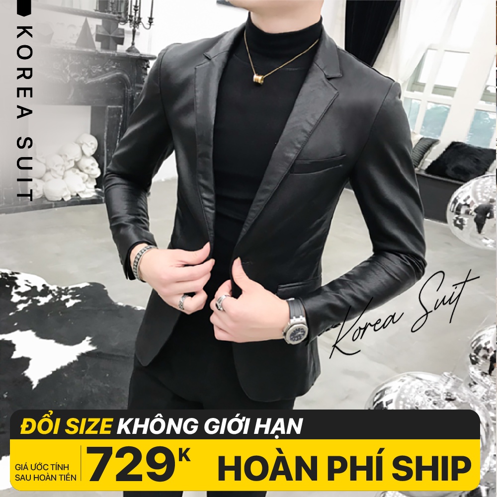 Áo Khoác Da Nam, Blazer Nam Hàn Quốc 2 Cúc, Áo Vest Nam Đẳng Cấp 2 Lớp Form Ôm KOREA SUIT | VE6