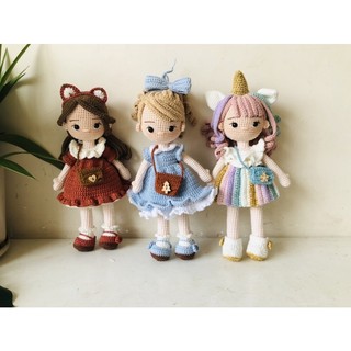 búp bê len HandMade (có sẵn) Sofia  (len catona và jeans) búp bê len Unicorn
