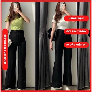 Quần tây loe dáng dài cạp to 2 khuy- quần công sở ống vẩy