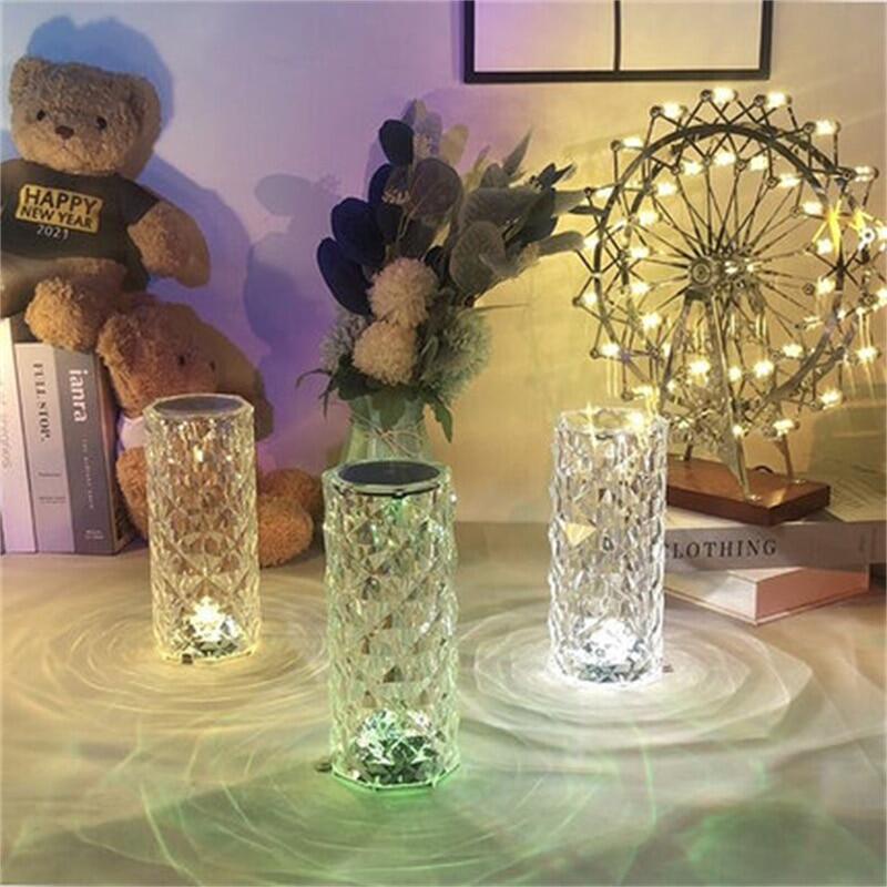 Đèn ngủ pha lê hình trụ cảm biến 16 màu để bàn, đèn led có điều khiển từ xa  điều chỉnh được độ sáng  - TẶNG REMOTE
