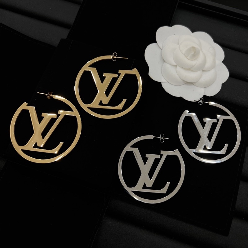 Khuyên tai lv vành tròn to hot, sang chảnh