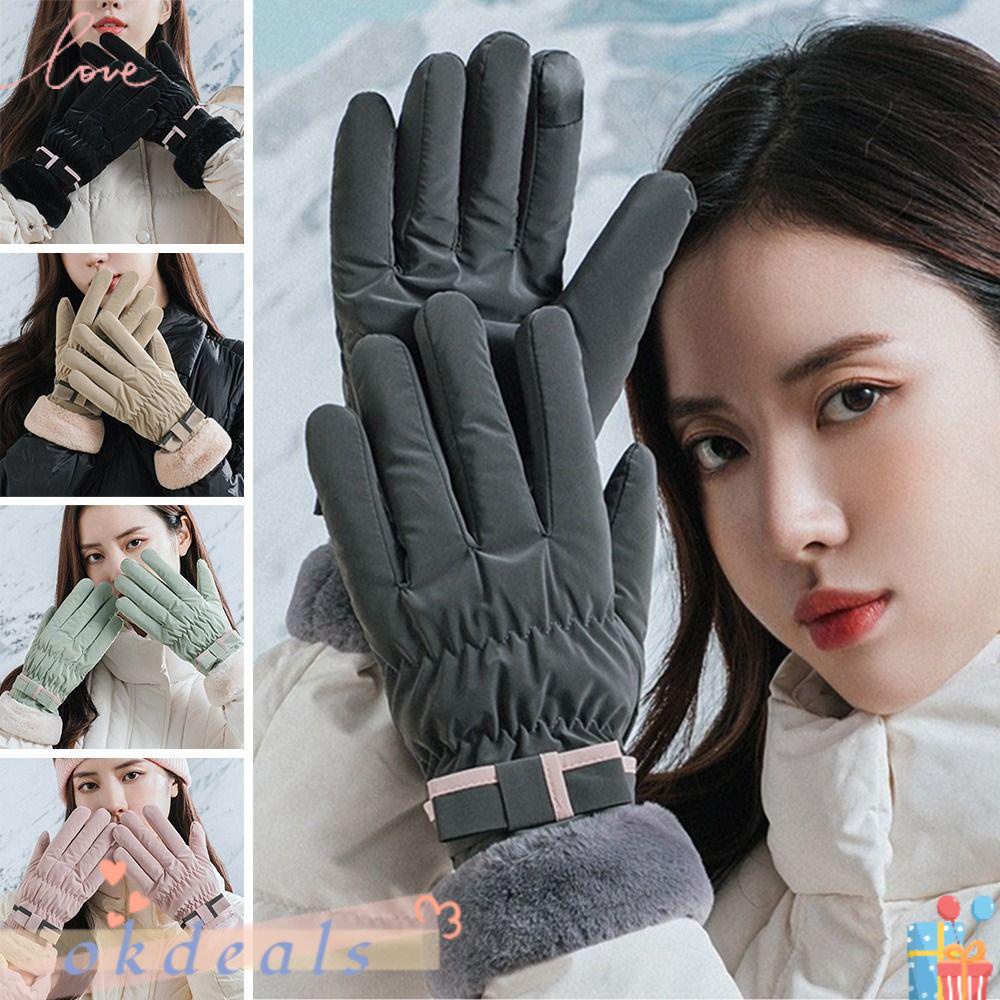 Găng Tay Lái Xe Thể Thao Phối Lông Ấm Áp Thời Trang Thu Đông Cho Nữ