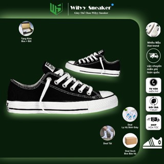 Giày thể thao nam nữ WILYY, giày sneaker vải đen - trắng đế bệt chuẩn form đủ size 36 - 43 fullbox + bill