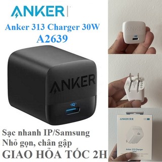Củ sạc siêu nhanh anker 313 gan 30w iq3.0/pd/pps chân gập - a2639/mophie 30w type-c pd gan