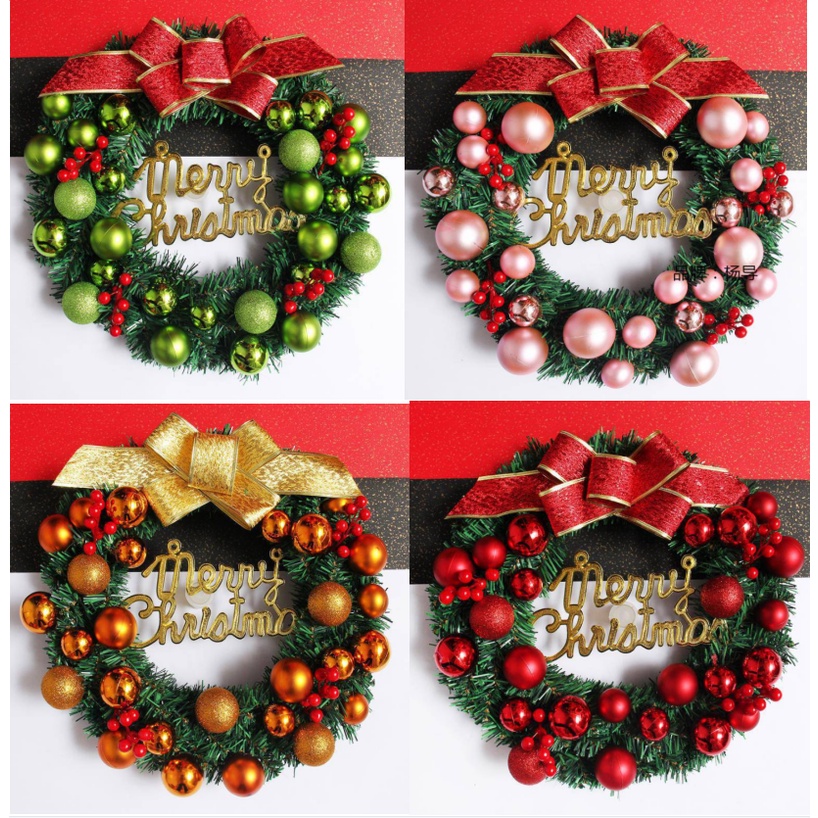 Vòng Hoa Trang Trí Noel KCS17 size 30cm Tặng Kèm Đèn Vòng Nguyệt Quế Giáng Sinh