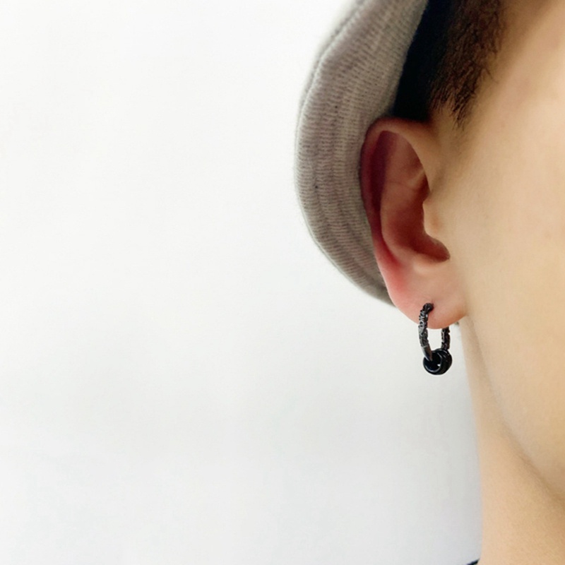 1c Bông Tai Tròn Mạ Bạc 925 Phong Cách Hip Hop Punk Cá Tính Dành Cho Nam