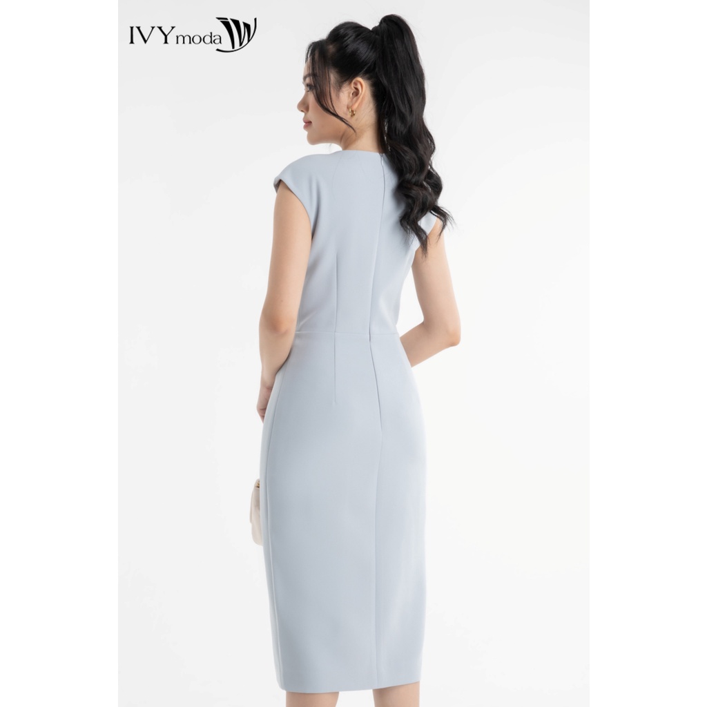 Đầm nữ phối phụ kiện IVY moda MS 48M7698