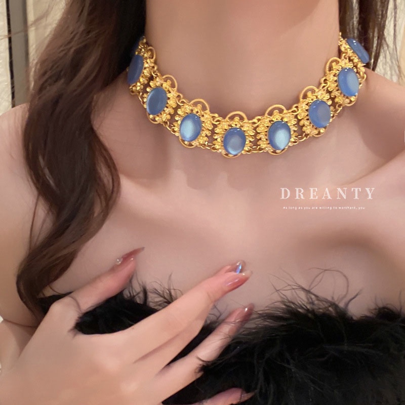 Dây Chuyền Mặt Oval Phong Cách Trung Cổ Âu Mỹ Độc Đáo Kiểu Dáng Mới Cho Nữ