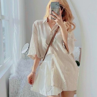 Set áo sọc váy trắng (kèm hình thật)