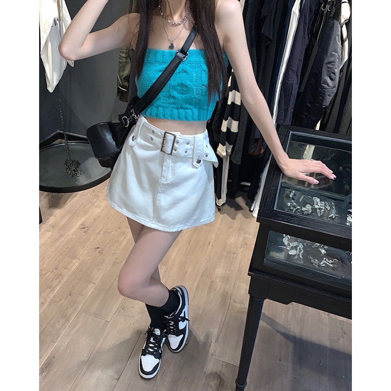 Chân váy thắt lưng kaki nữ, chân váy chữ A ullzang hot hiện nay