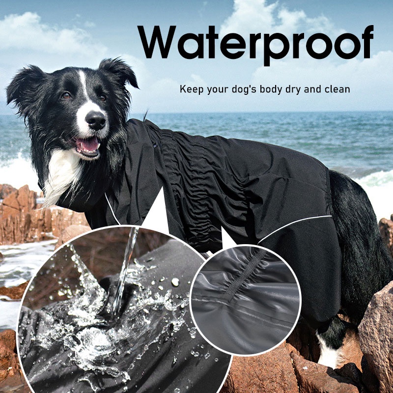 HamshMoc Áo Mưa Mềm Mại Chống Gió Chống Thấm Nước Có 4 Chân Trọng Lượng Nhẹ Kèm Dây Dắt Dành Cho Chó Cưng