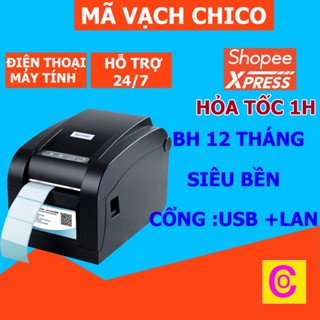 Máy in tem, mã vạch nhiệt, tem ghtk Xprinter XP-350B/XP-350BM LAN/USB in đơn hàng shopee Tem Mã Vạch, in đơn hàng