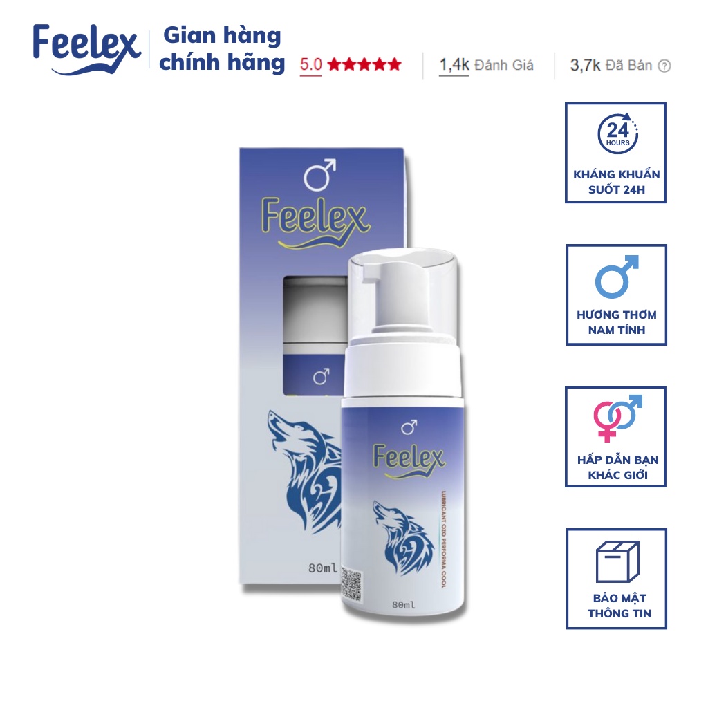 Dung dịch vệ sinh nam Feelex Cool dạng bọt, hương thơm nam tính, mát lạnh - 80ml