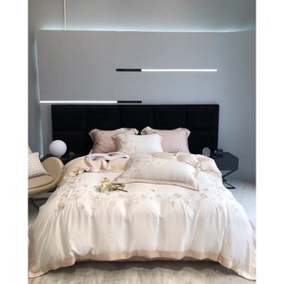 Bộ chăn ga gối tencel 60s họa tiết thêu hoa- tokyo.bedding