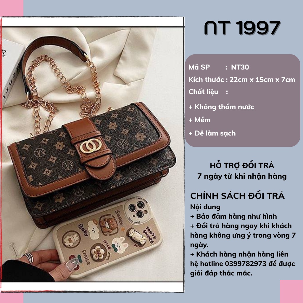 Túi sách nữ đeo chéo kẹp nách thời trang mini dây xích NT030