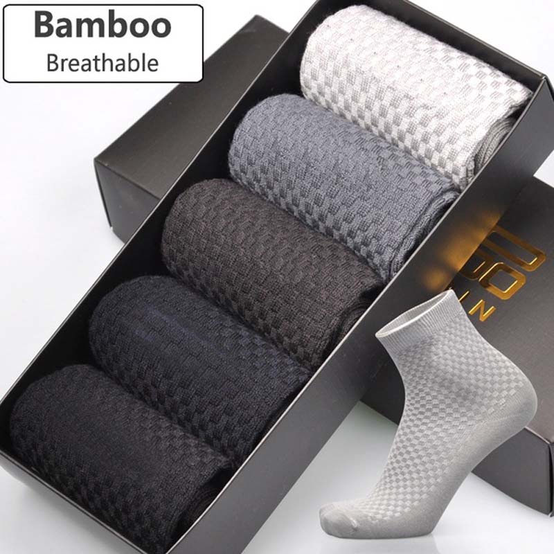 1 Đôi Vớ Cotton Sợi Tre Thoáng Khí Thoải Mái Chống Trượt / Chống Vi Khuẩn Dành Cho Nam