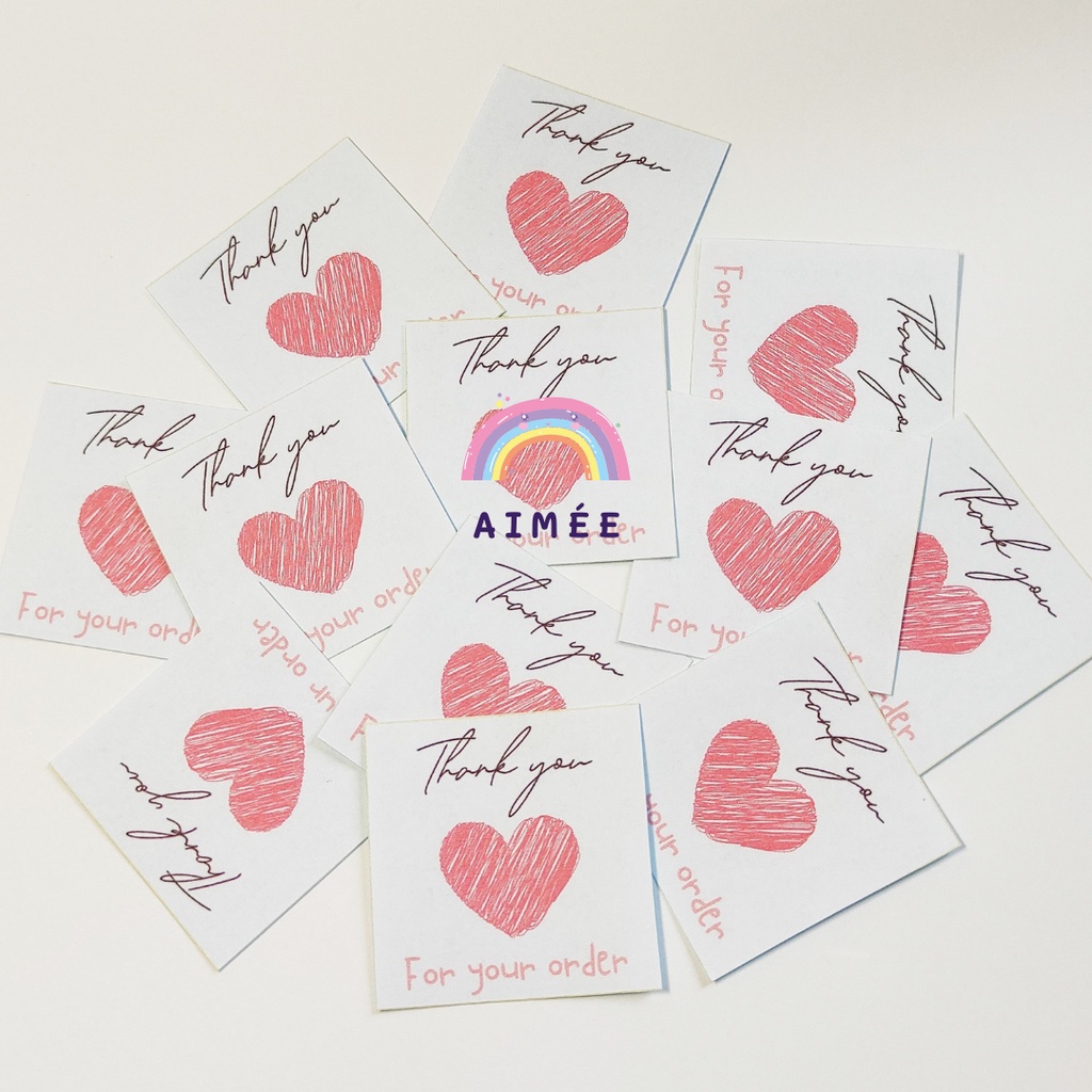 Sticker, nhãn dán nhiều màu sắc | Thank you, cảm ơn, dán niêm phong, gói quà, hộp carton | Aimee