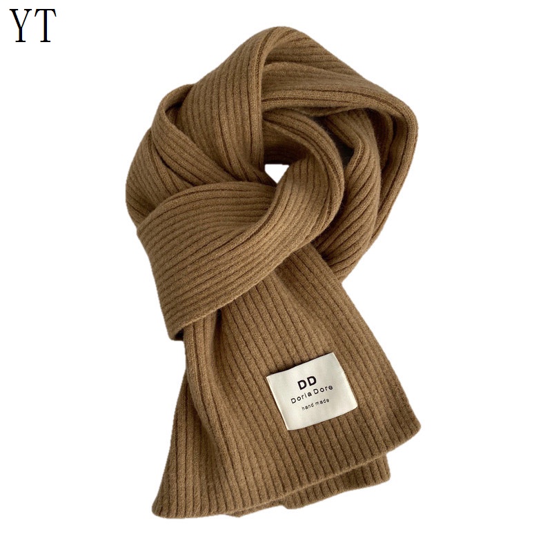 Khăn Choàng Len Dệt Kim Dày Dặn Màu Cà Phê Sữa Phong Cách Hàn Quốc Dành Cho Cặp Đôi