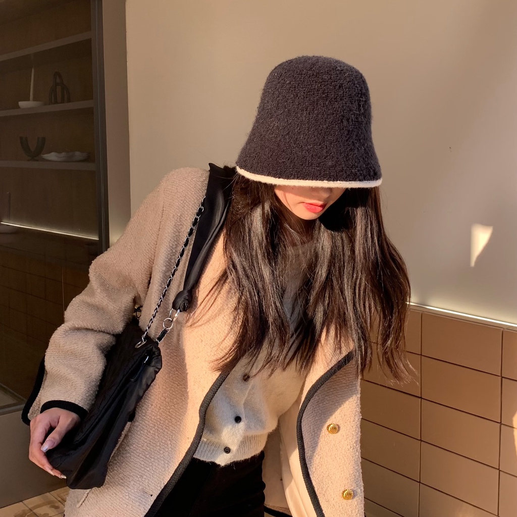 Mũ Bucket Ngắn Bằng Vải Lông Phong Cách Hàn Quốc Thanh Lịch Dễ Phối Đồ Dành Cho Bà Chen Showing
