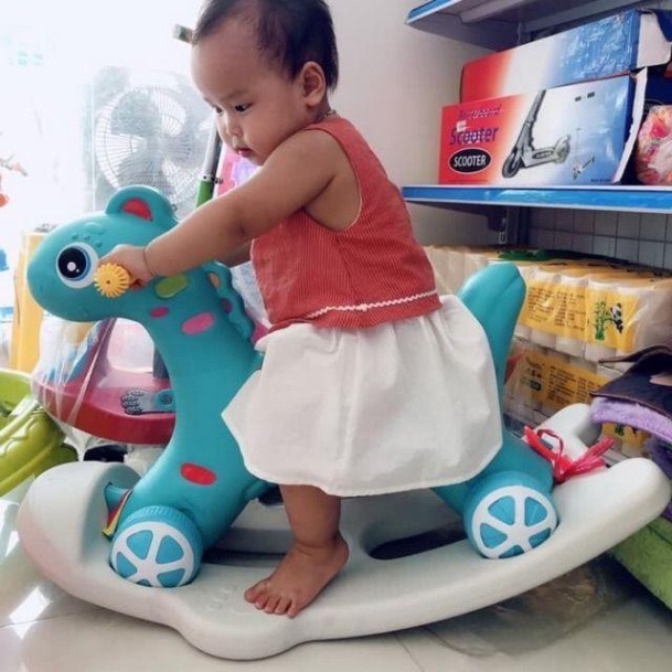 Ngựa Bập Bênh Cho Bé Yêu, Xe Chòi Chân 2 in 1 Có Nhạc Siêu Dễ Thương-{cao cấp}