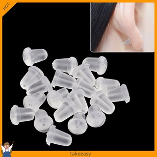 Set 100 nút chặn khuyên tai bằng nhựa mềm an toàn trong suốt chất lượng cao
