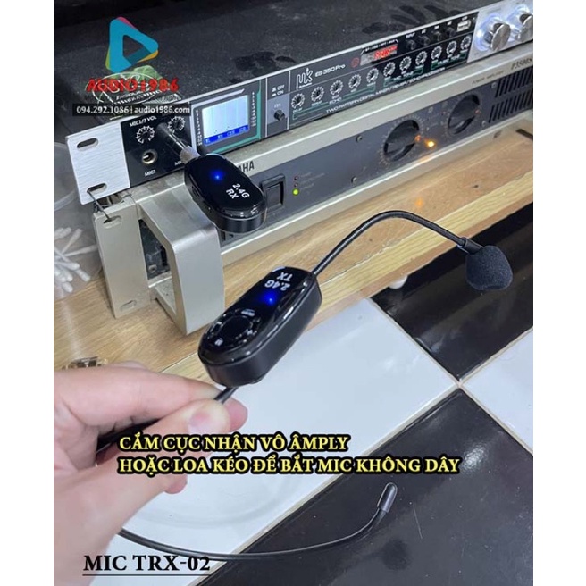 Mic không dây TRX-02 2.4G wireless quàng tai cho Loa Âm Ly, Máy Trợ giảng, loa kéo