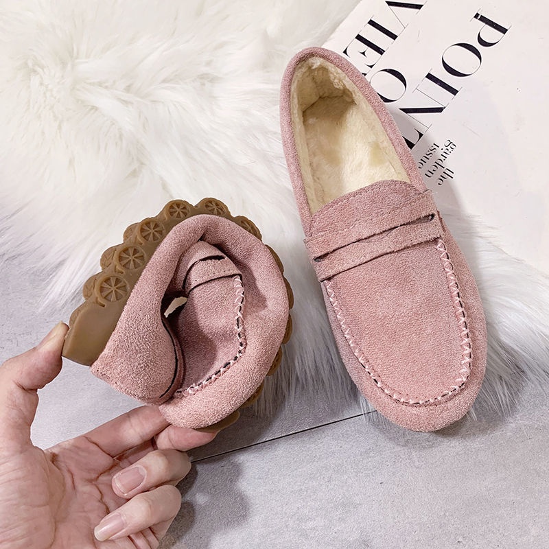 Giày Lười Đế Mềm Bằng Vải Cotton Lót Nhung Thời Trang Thu Đông Cho Mẹ Bầu