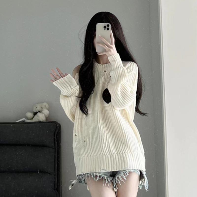 Áo croptop nữ dài tay áo len kiểu nữ Áo Sweater Trễ Vai Tay Dài Thời Trang Thu Đông Dành Cho Nữ