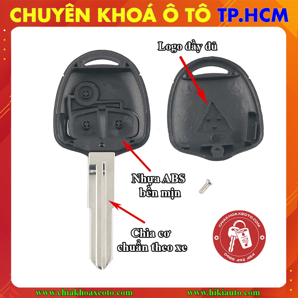 Vỏ chìa khoá Mitsubishi Grandis Pajero Sport Triton Attrage Mirage, Vỏ chìa khoá remote 2 nút chuẩn theo xe
