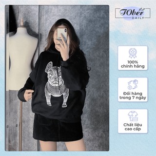 Áo hoodie life work logo chó nỉ bông dễ thương, ấm áp - tober daily