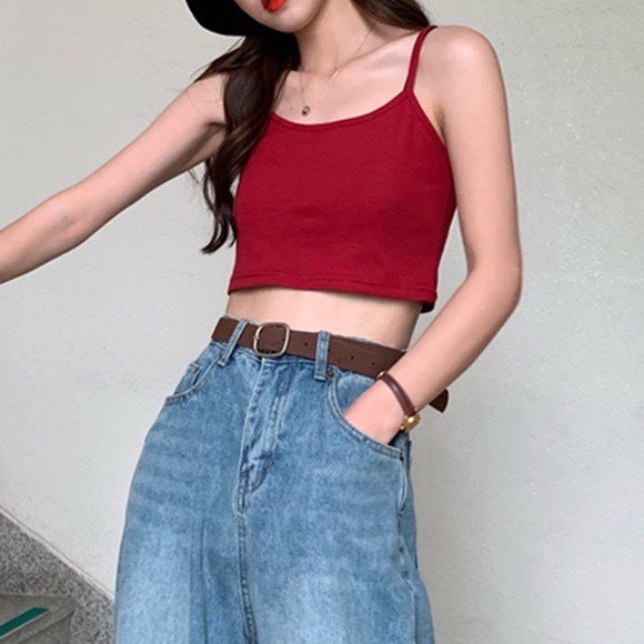 Áo Hai Dây Croptop Nữ Madela Ôm Body Phong Cách Hàn Quốc, Áo Croptop 2 Dây Freesize Vải Thun Mềm Mại