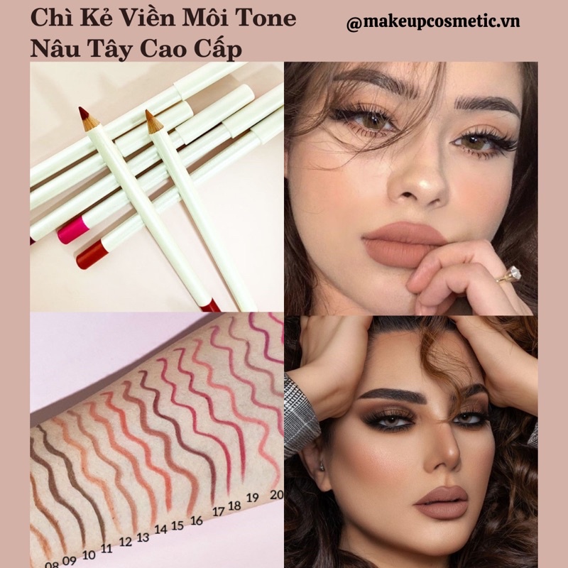 Chì Kẻ Viền Môi Tone Nâu Đất Siêu Tây Cao Cấp