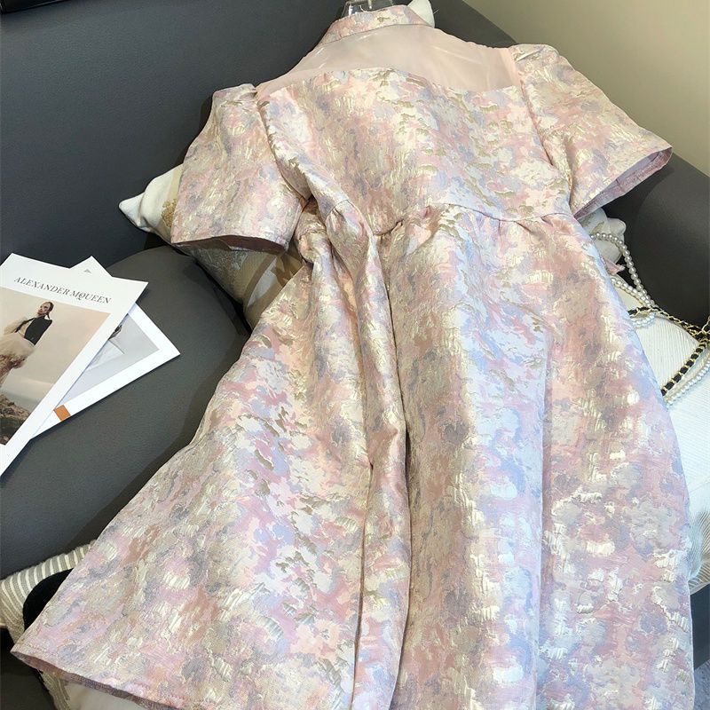 Đầm Mùa Hè 2022 Cao Cấp Tay Phồng Buộc Dây Eo Cổ Điển Kiểu Pháp Cho Nữ