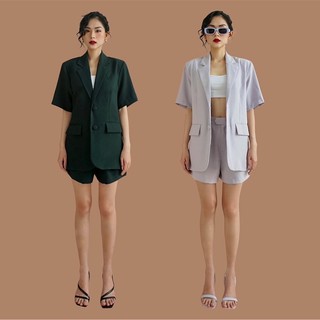 - set blazer ngắn tay và quần short ống rộng