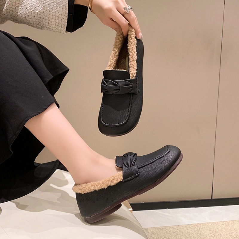 Giày Búp Bê Lông Cừu Đế Mềm Dễ Phối Đồ Thời Trang Cho Nữ