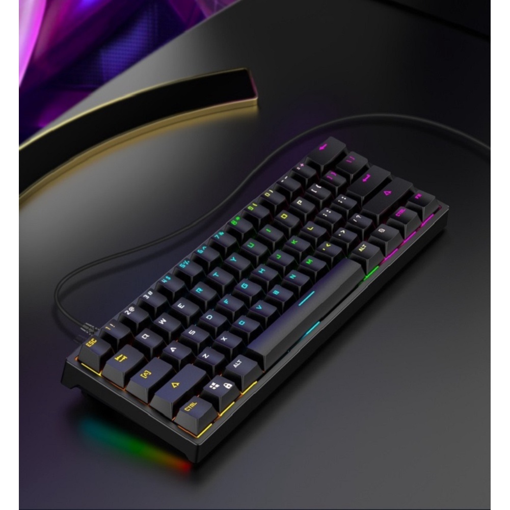 Bàn phím cơ trục xanh có đèn nền G101 di động 61 phím Máy tính có dây Bàn phím cơ chơi game Máy tính để bàn Bàn phím chơi game máy tính xách tay homelove