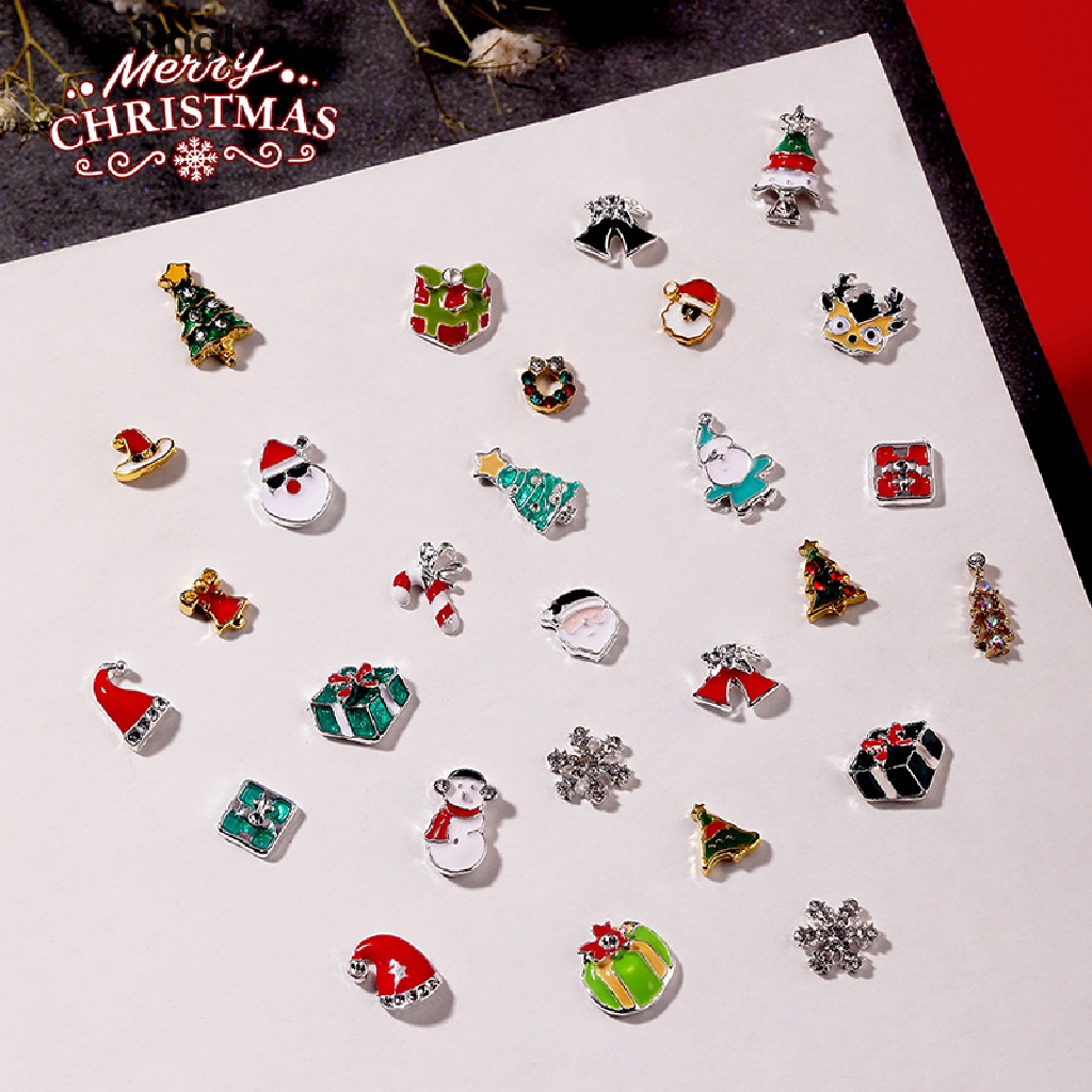 [Hàng Có Sẵn] Set 10 Phụ Kiện Trang Trí Móng Tay Nghệ Thuật Bằng Hợp Kim Phong Cách Giáng Sinh DIY Ch (F)