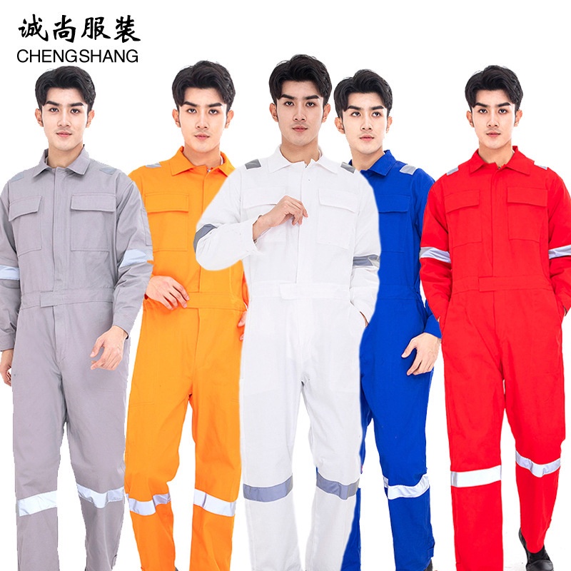 Áo Liền Quần Bảo Hộ Lao Động Tay Dài Kẻ Sọc Phản Quang Chống Bụi Bằng Cotton Cho Thợ Làm Việc / Thợ Điện Batch.A3