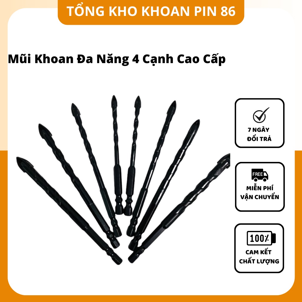 Mũi Khoan Đa Năng 4 Cạnh Cao Cấp dùng cho máy khoan pin cầm tay
