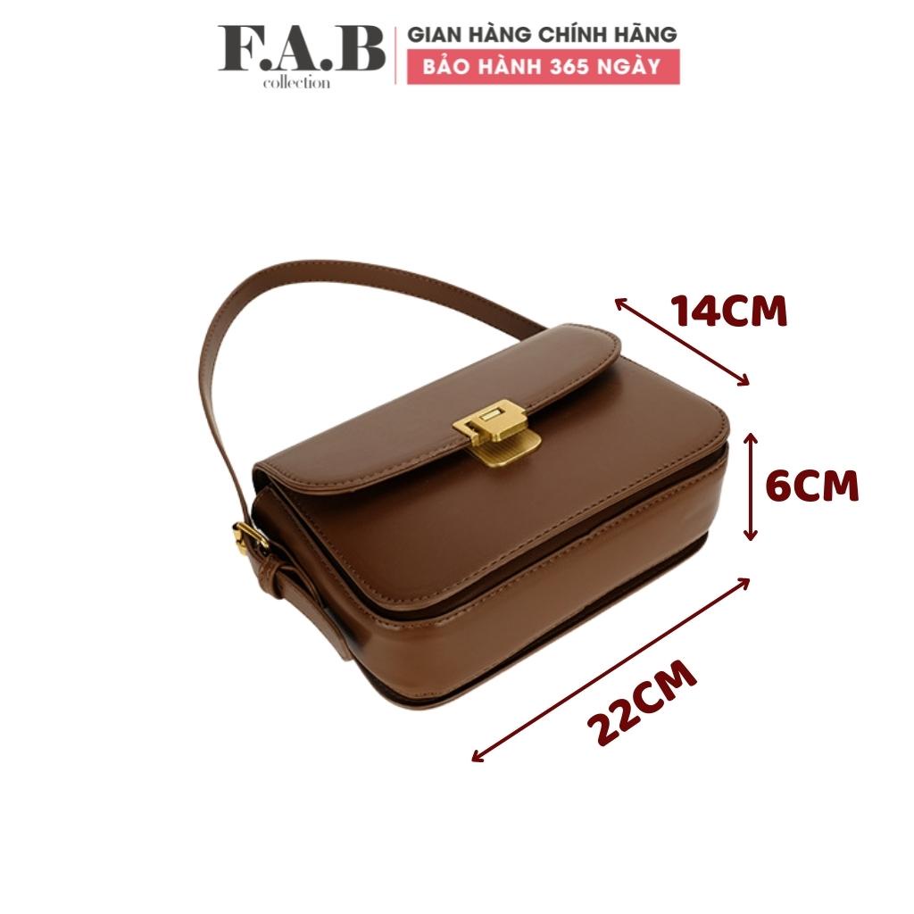 Túi xách nữ đeo chéo kẹp nách khoá gập da trơn dáng vuông thời trang cao cấp đi chơi, túi đeo chéo nữ TX045108 FAB Store